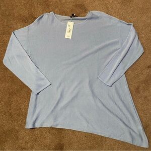 Eileen Fisher Ballet Neck Silk Tencel Merino Knit Top - Size M - NWT